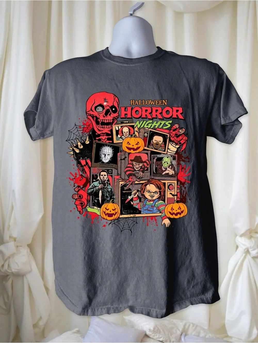 Gildan Charcoal Halloween Horror Nights Graphic Tee